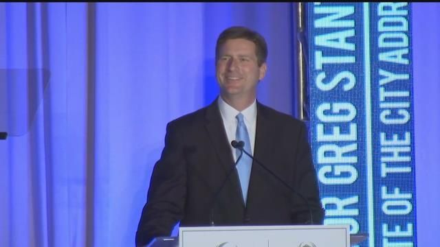 Mayor Greg Stanton delivered his State of the City Address Tuesday afternoon. (Source: KPHO/KTVK)