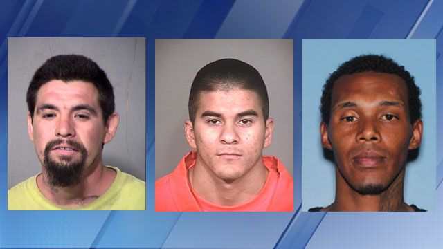 Manuel Gonzales, 29 (left); Jose Miguel Castro, 27 (center); Curtis William McFlower, 28 (right) (Source: Maricopa County Sheriff's Office, Ariz. Dept. of Corrections, Phoenix Police Dept.)