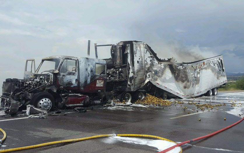 Truck full of lemons catches fire near Benson Arizona's Family